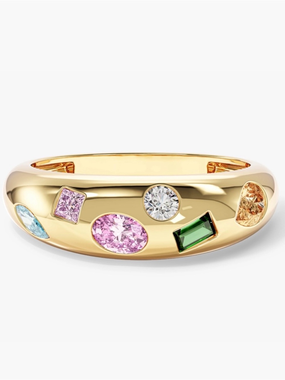 14K Gold Multi-Gem Mosaic Dome Ring - Toronto Mosaic Dôme - Picture 3 of 7